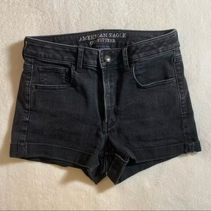 American Eagle High-Rise Black Denim Shorts Size 4